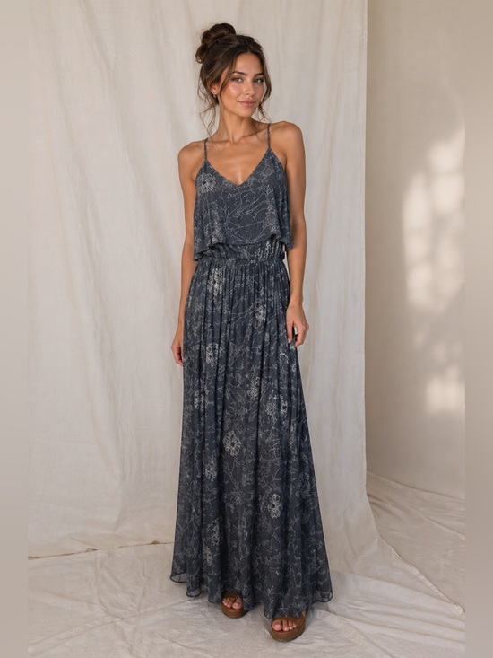 LC Lauren Conrad Dresses & Skirts - Lauren Conrad Boho Dark Floral Maxi Dress Flowy Strappy Back Summer Dress XS